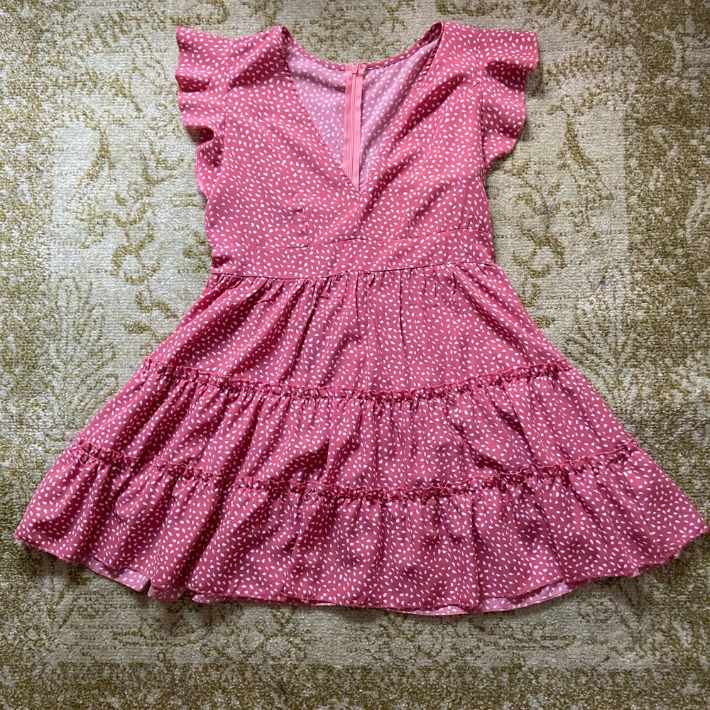 Pink dress with white spots